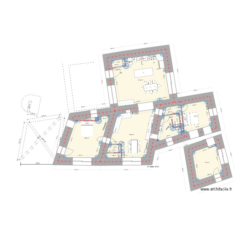 Chauvet principal. Plan de 7 pièces et 131 m2