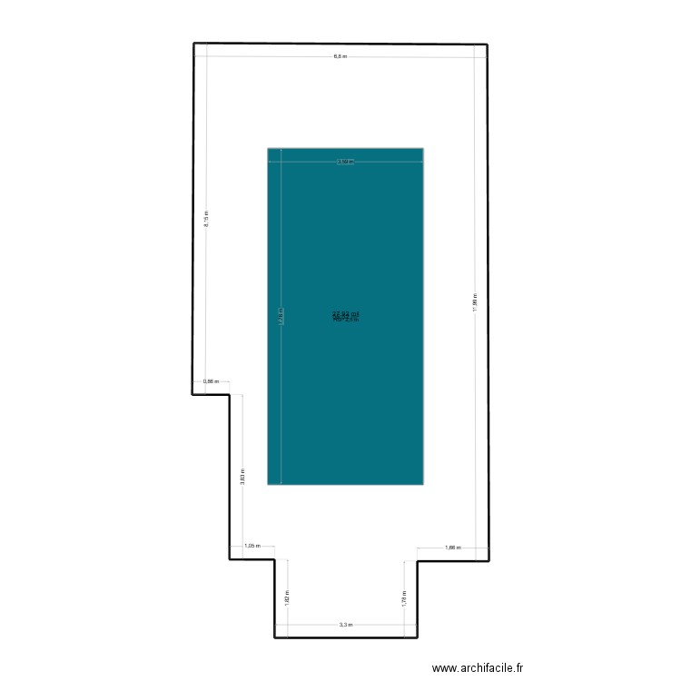 piscine 225. Plan de 2 pièces et 113 m2