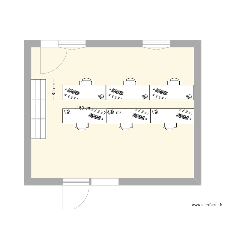 Bureau compreforme. Plan de 1 pièce et 28 m2