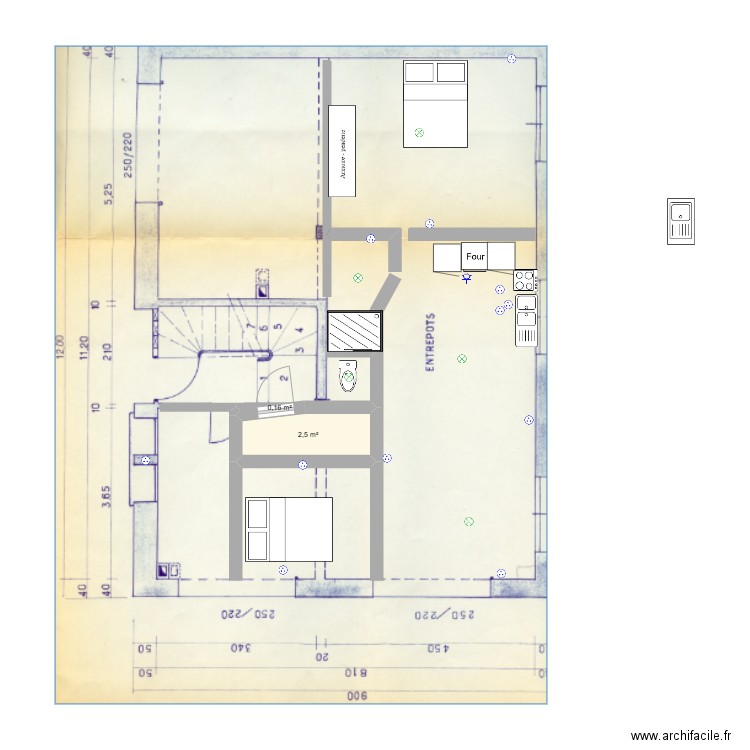 renovation 1. Plan de 2 pièces et 3 m2