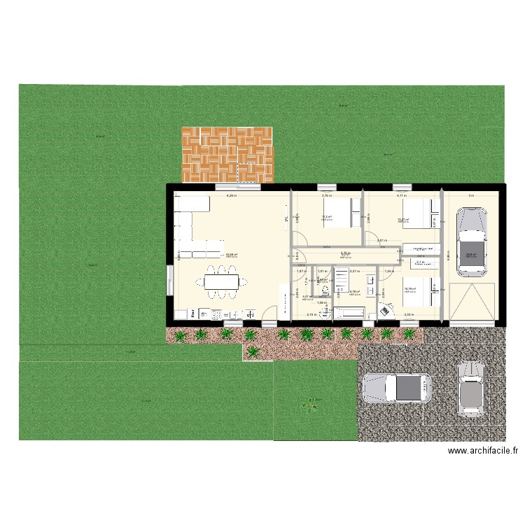 PRIMAVERA BEARN 100 M2 01. Plan de 9 pièces et 118 m2