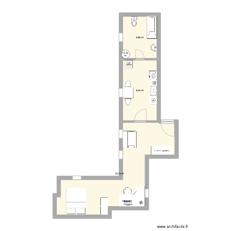 Mesured1. Plan de 3 pièces et 41 m2