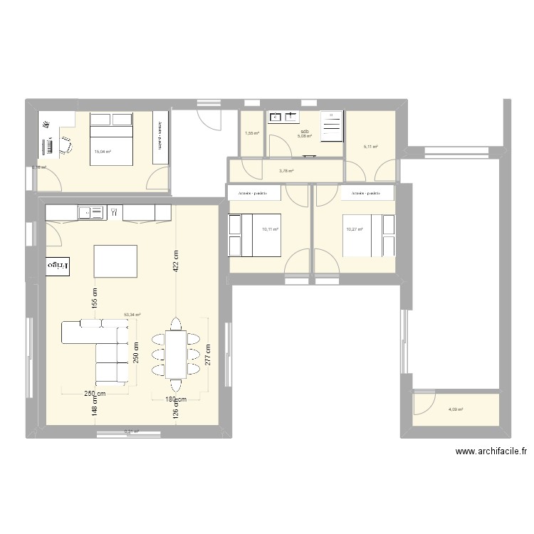 Sara. Plan de 11 pièces et 109 m2