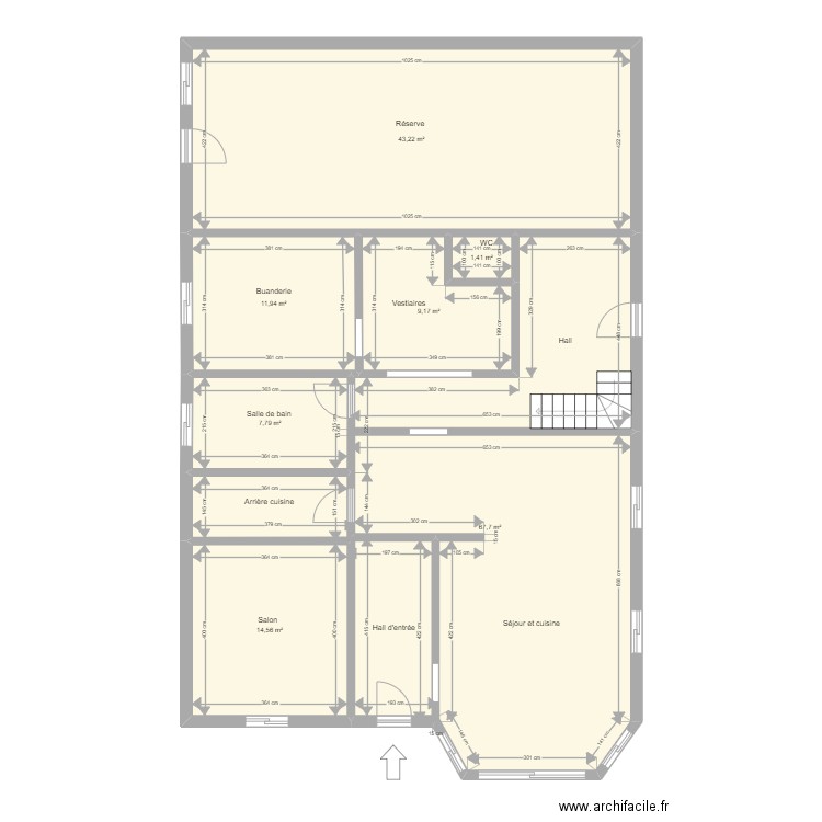 lutrebois rdc. Plan de 7 pièces et 156 m2