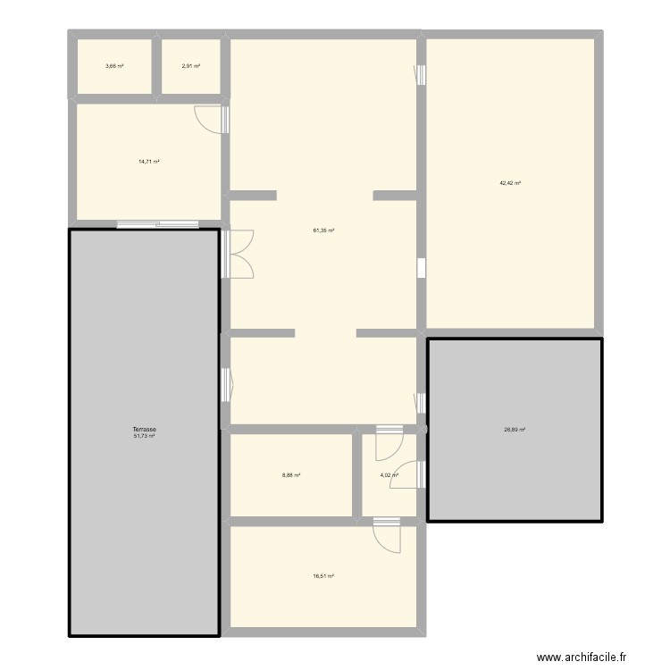 essai 1. Plan de 10 pièces et 233 m2