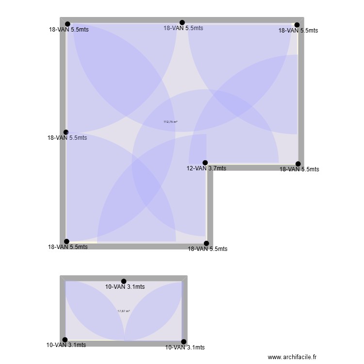 Her. Plan de 2 pièces et 131 m2