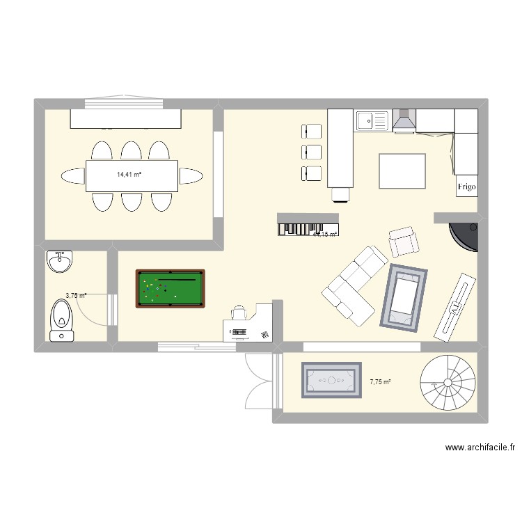 plan model 3d. Plan de 4 pièces et 70 m2