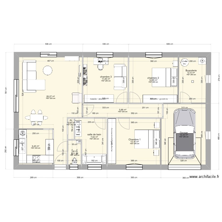 Sonia 3. Plan de 11 pièces et 106 m2