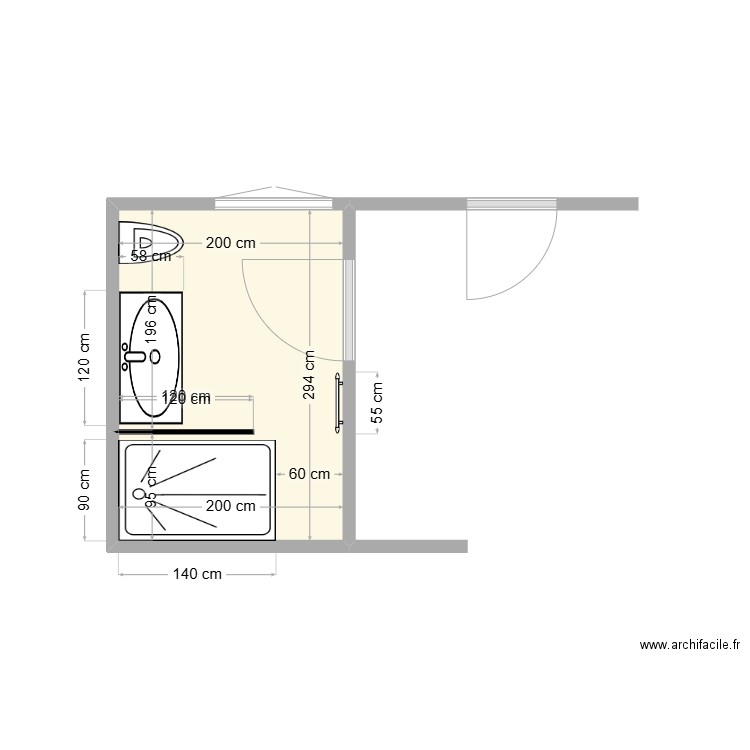 salle d'eau Mateu. Plan de 1 pièce et 6 m2