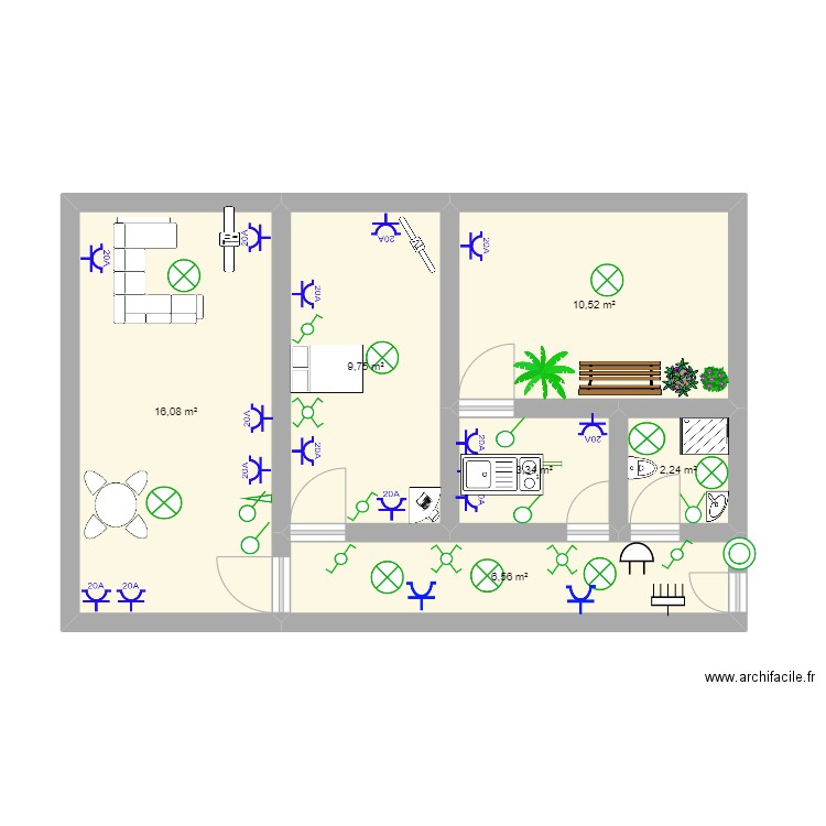 PLANO PLANTA APARTAMENTO. Plan de 6 pièces et 48 m2