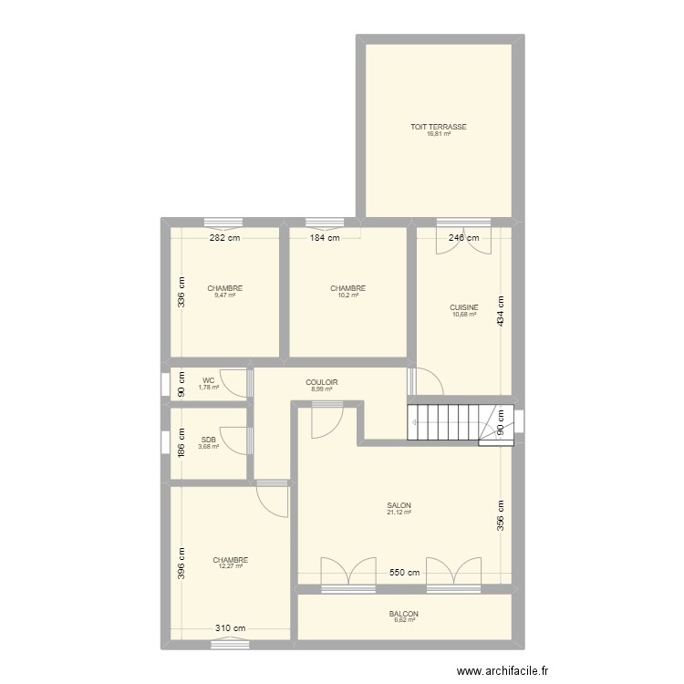 CROQUIS ETAGE. Plan de 10 pièces et 102 m2