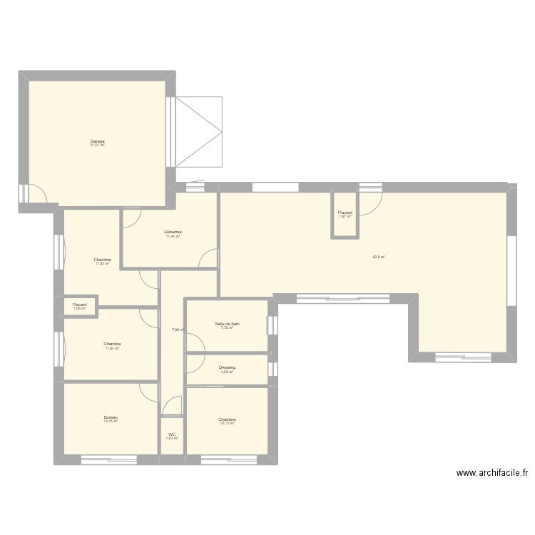 plan lulu. Plan de 13 pièces et 175 m2