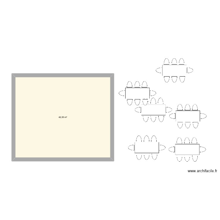 plan de table. Plan de 1 pièce et 42 m2