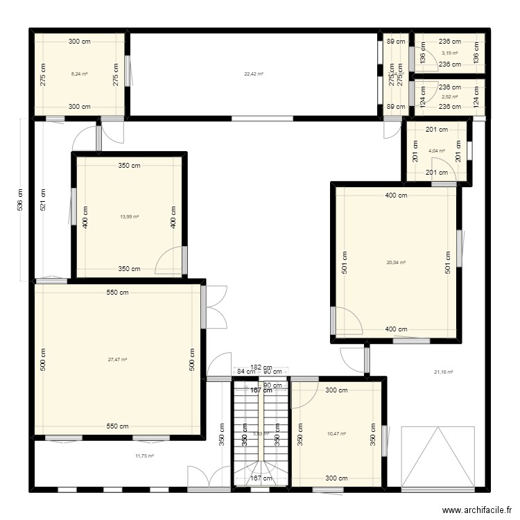 penda bis. Plan de 13 pièces et 154 m2