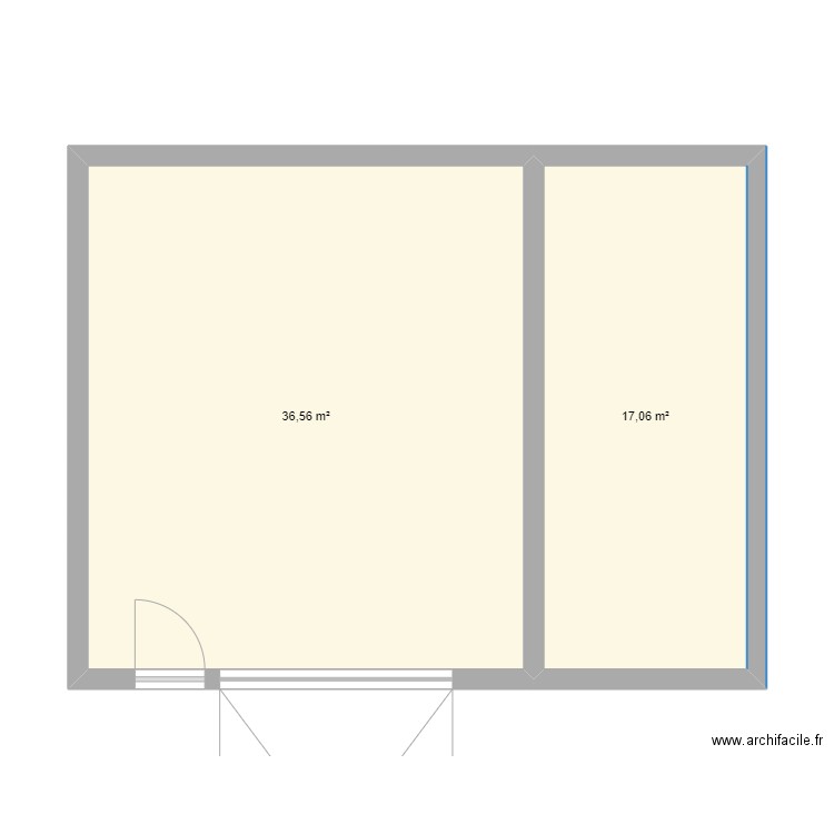 garage piscine. Plan de 2 pièces et 54 m2