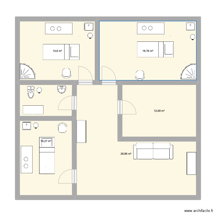 institut bs. Plan de 5 pièces et 93 m2