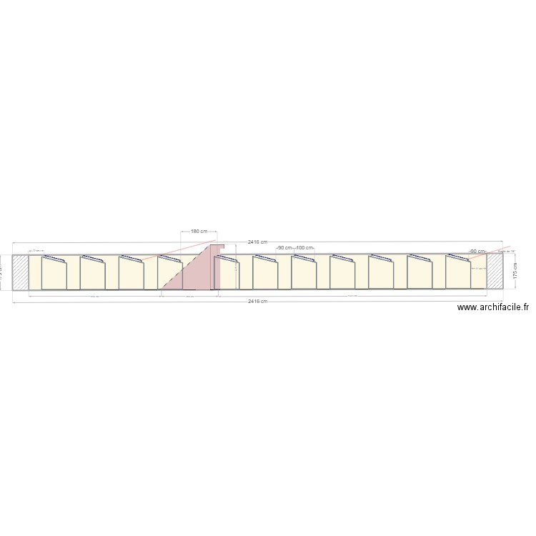 Coupe Fort Saint-Marine PV 15° HT=1.45 m. Plan de 1 pièce et 39 m2