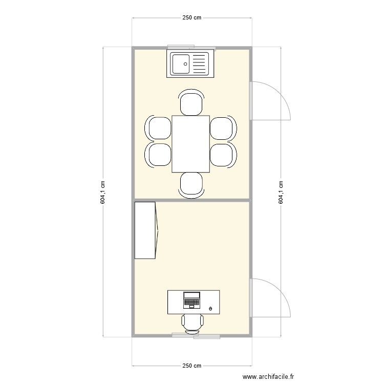 DELUERMOZ - CHANTIER GENAS. Plan de 2 pièces et 14 m2