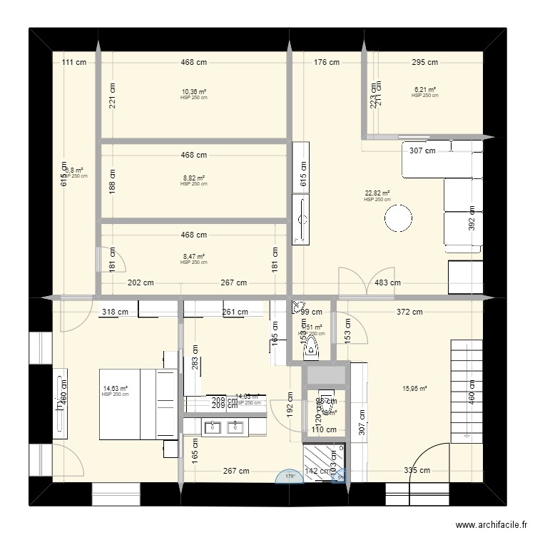 T93. Plan de 12 pièces et 111 m2