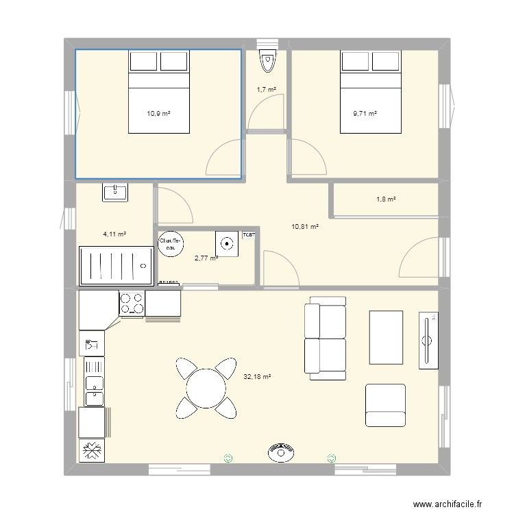 maison veola. Plan de 8 pièces et 74 m2