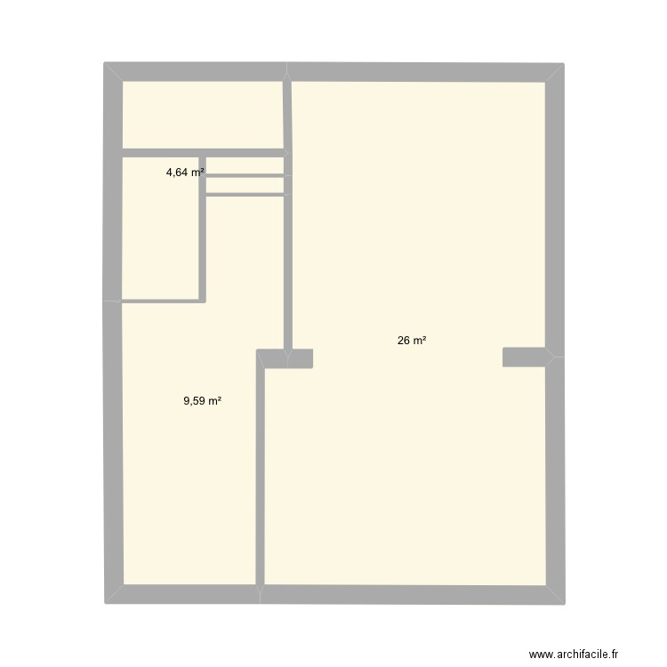 Rdc . Plan de 3 pièces et 40 m2