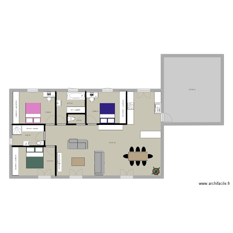 Maison Buxerolles. Plan de 8 pièces et 137 m2
