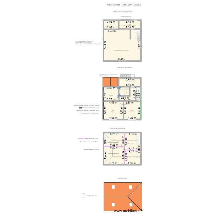 Etat futur. Plan de 13 pièces et 250 m2