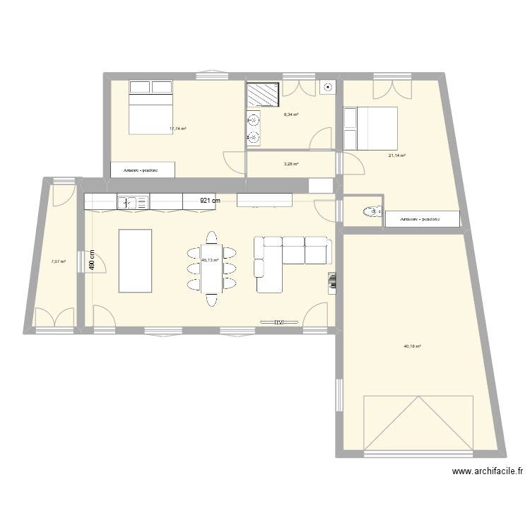 maison amenagé. Plan de 7 pièces et 143 m2