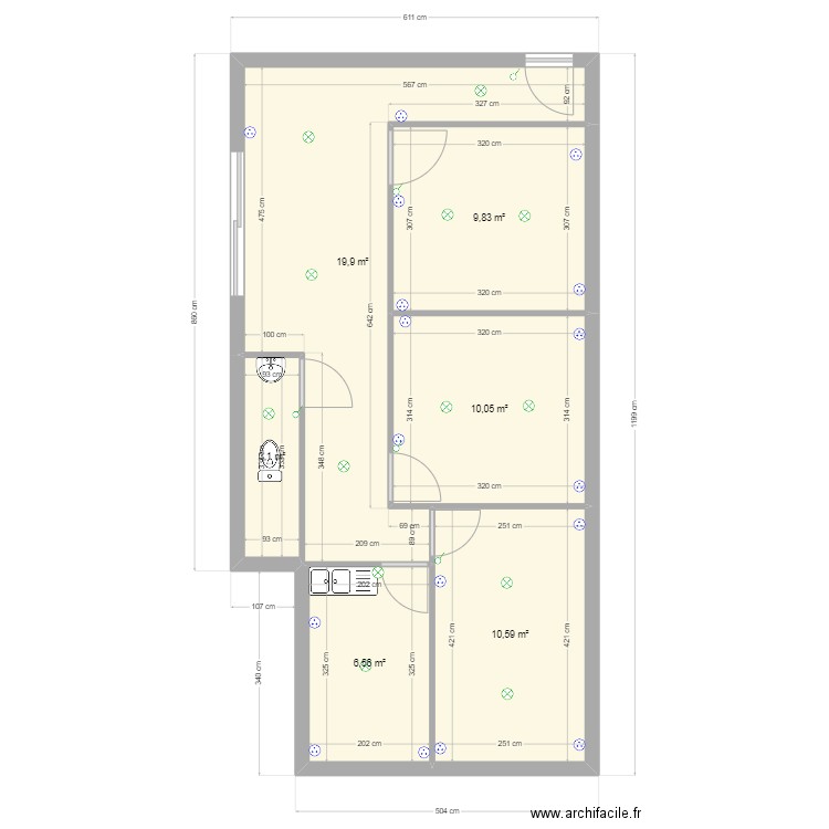 cambrone sous sol 2. Plan de 6 pièces et 60 m2