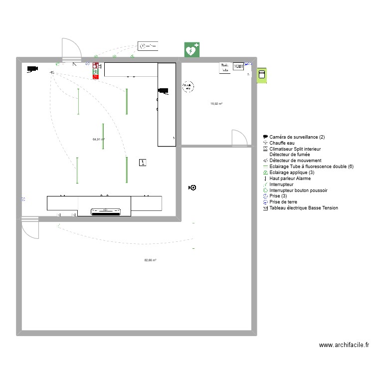 Casier St Sauveur. Plan de 3 pièces et 163 m2