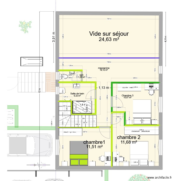 8.2 plan du 03 03 2025 escalier modifié. Plan de 13 pièces et 180 m2