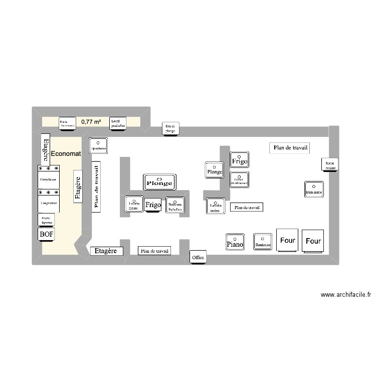 Cuisine. Plan de 2 pièces et 4 m2