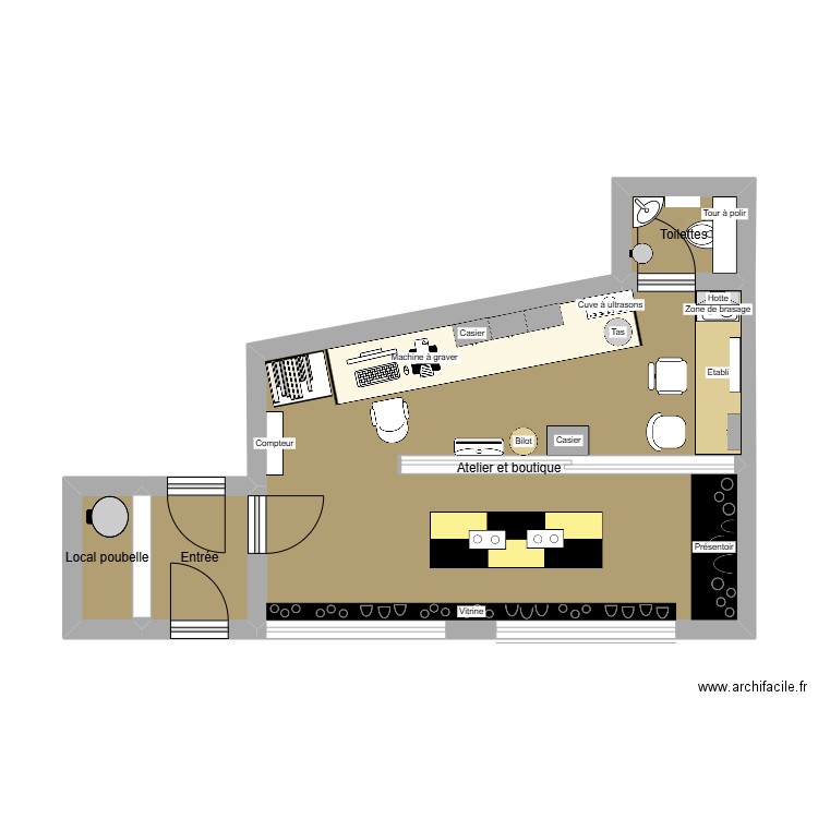 Atelier Wiroth. Plan de 4 pièces et 32 m2