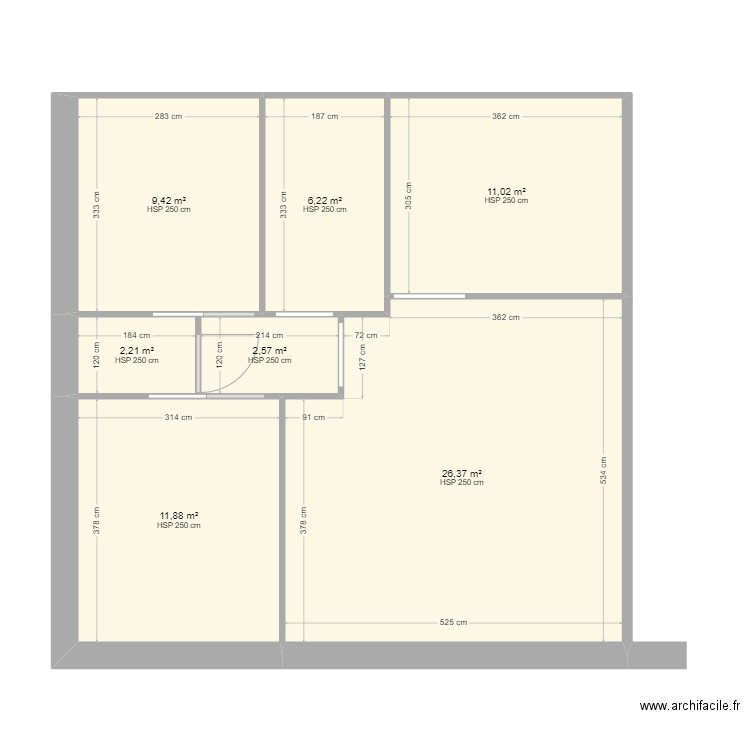 jerome. Plan de 7 pièces et 70 m2