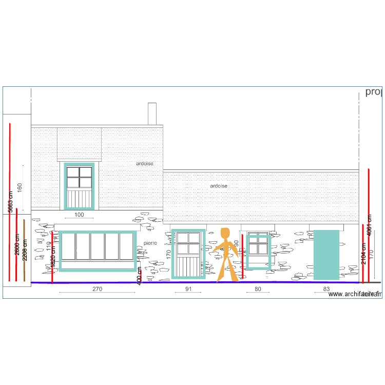 façade. Plan de 0 pièce et 0 m2