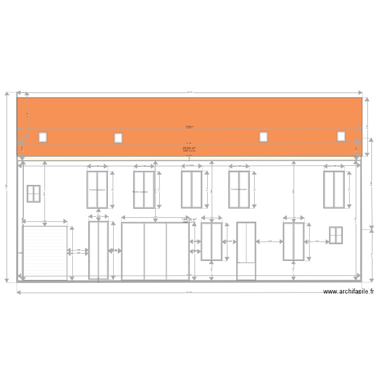 WIMILLE  façade ARRIERE1. Plan de 2 pièces et 171 m2