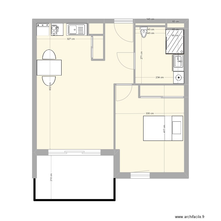 Appartement 117 Mikou. Plan de 7 pièces et 44 m2