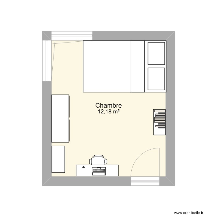 Chambre Ezio. Plan de 1 pièce et 12 m2