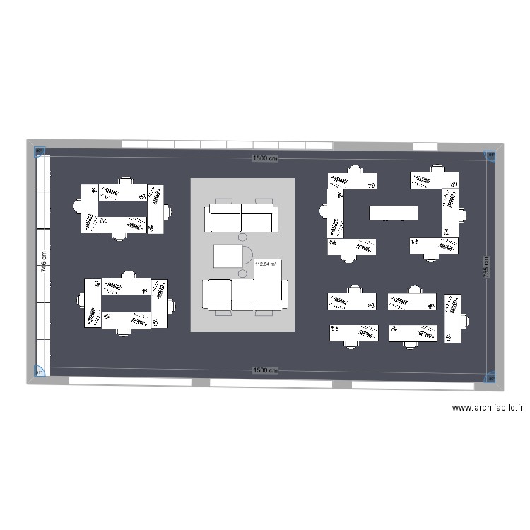 Bureau v1. Plan de 1 pièce et 113 m2