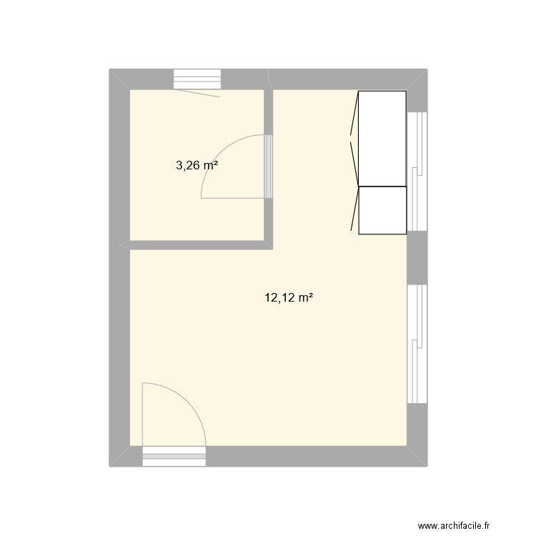 Essai . Plan de 2 pièces et 15 m2