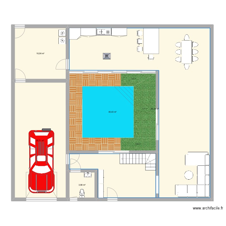 Maison Romaine 1. Plan de 5 pièces et 190 m2