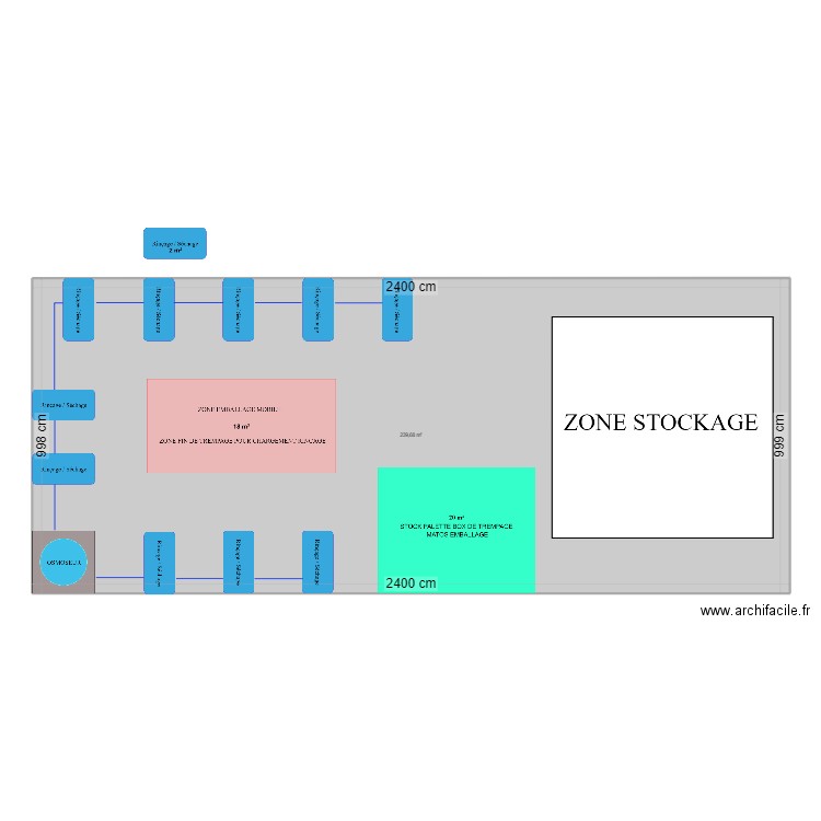 entrepot. Plan de 1 pièce et 240 m2