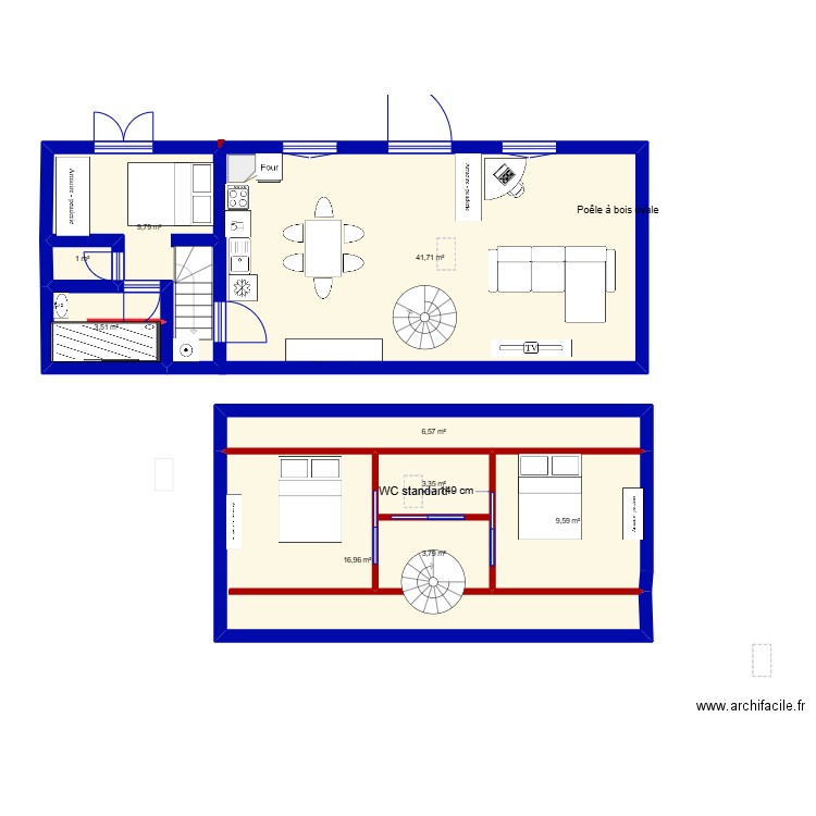 valier1. Plan de 9 pièces et 96 m2