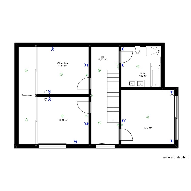 Dilbeek. Plan de 6 pièces et 65 m2