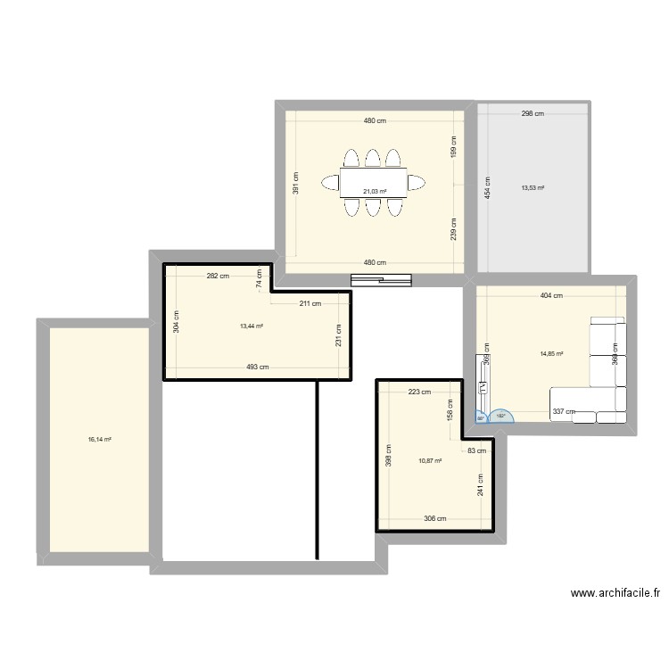 Maison3. Plan de 6 pièces et 90 m2