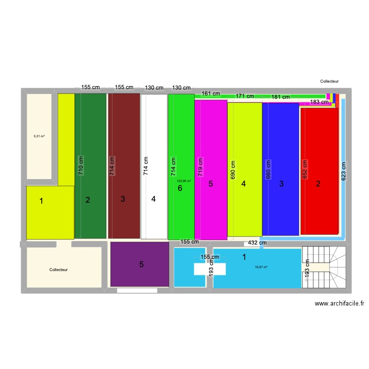 med pas de 15cm. Plan de 3 pièces et 145 m2