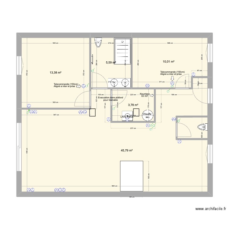 Serezin v2 aménagement . Plan de 5 pièces et 79 m2