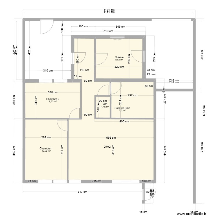 maison extension. Plan de 6 pièces et 71 m2