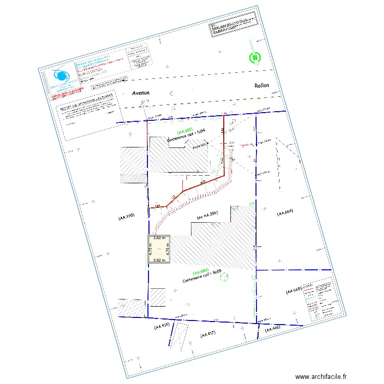 plan masse rollon. Plan de 1 pièce et 18 m2