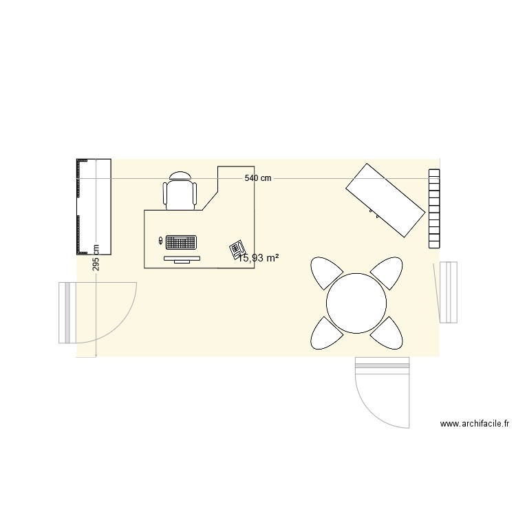 Bureau clg. Plan de 1 pièce et 16 m2